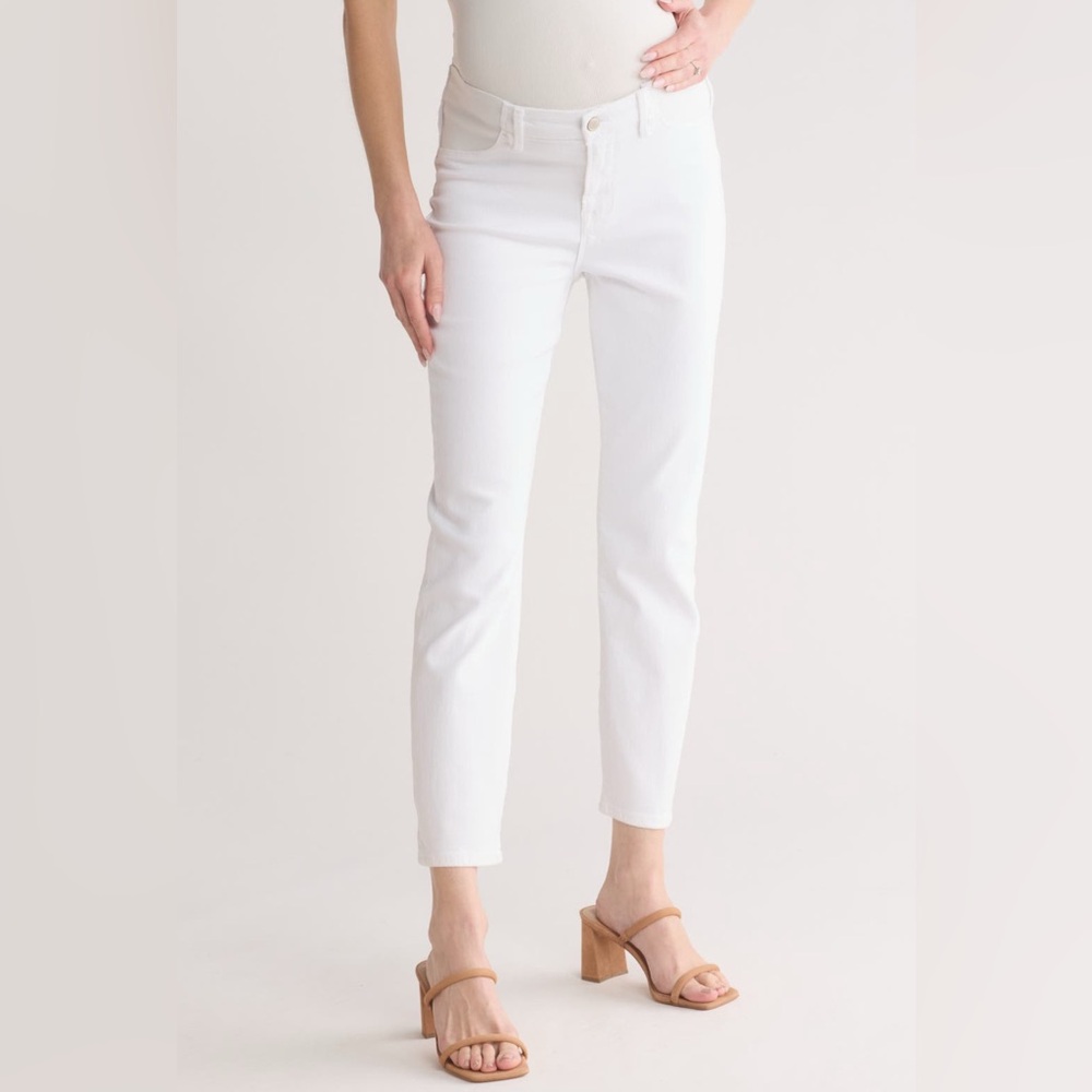 Good American Classic Cotton Maternity Jeans white size 2